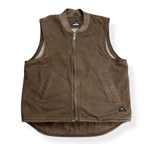 Ridgecut Toughwear Men's Hunting Vest Sherpa Lined Canvas Duck Brown Size Large - Picture 1 of 14